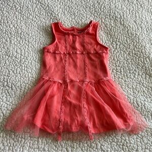 Vibrant Coral Kids Sleeveless Dress